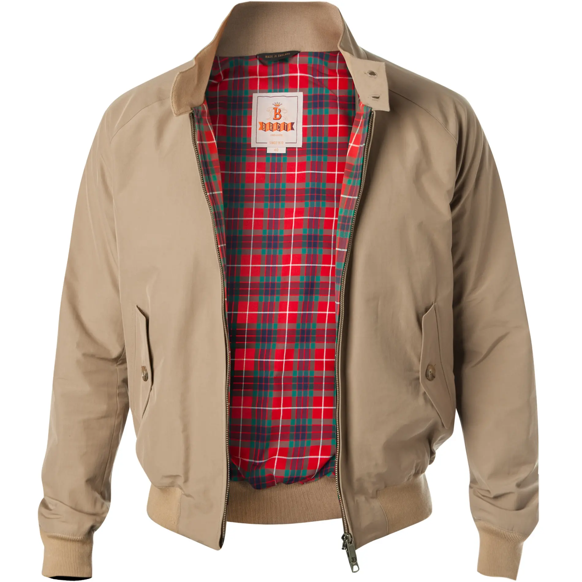 Baracuta Herren Blouson beige Baumwolle unifarben Schleife 6100/60250/370