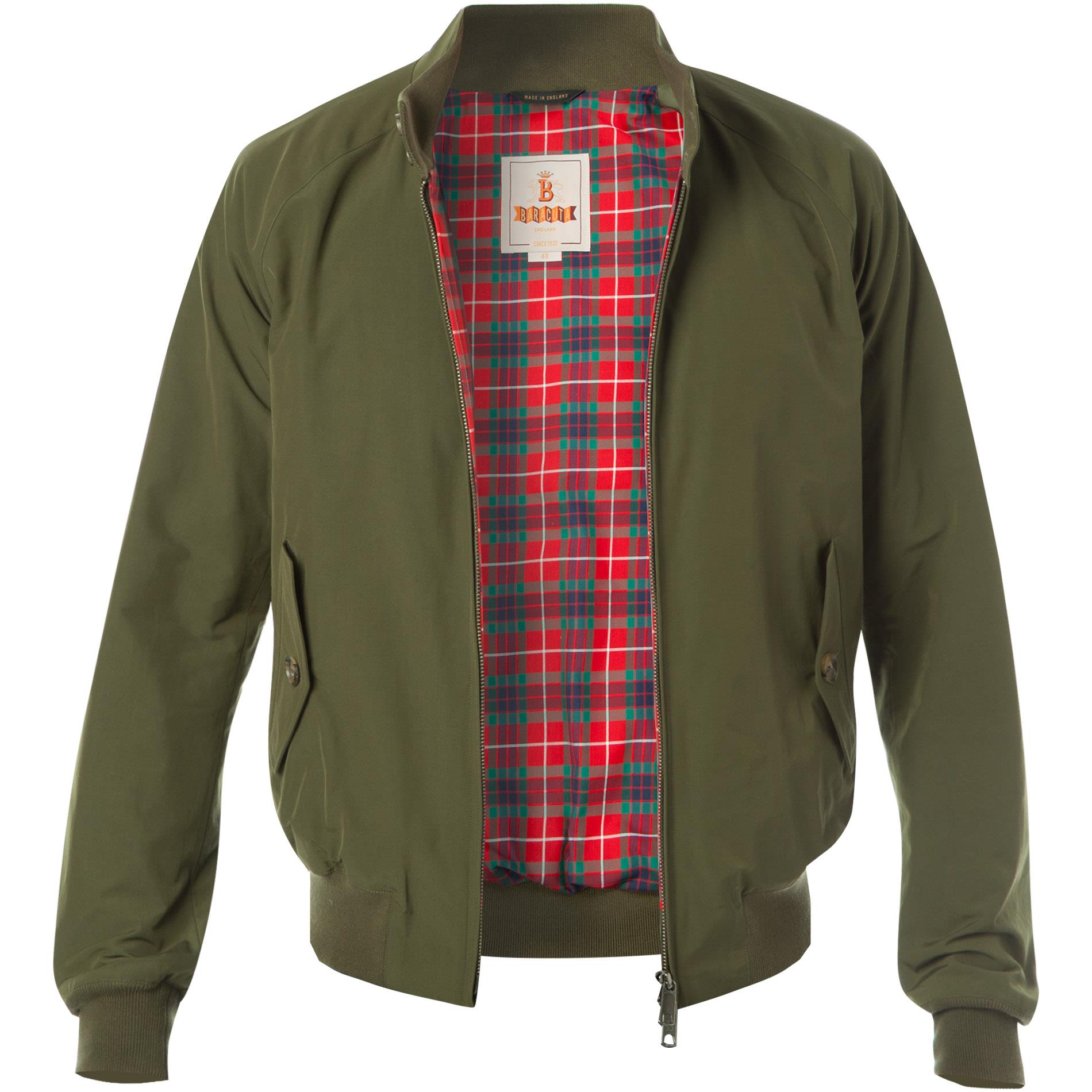 Baracuta Herren Blouson grün Baumwolle unifarben Schleife 6100/60250/370