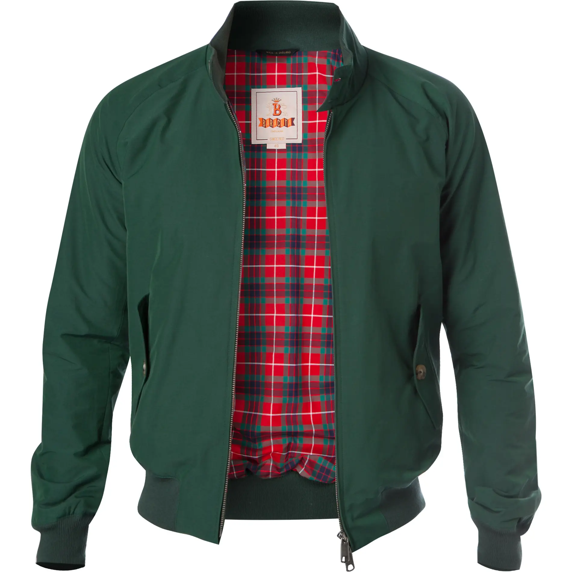 Baracuta Herren Blouson grün Baumwolle unifarben Schleife 6100/60250/370