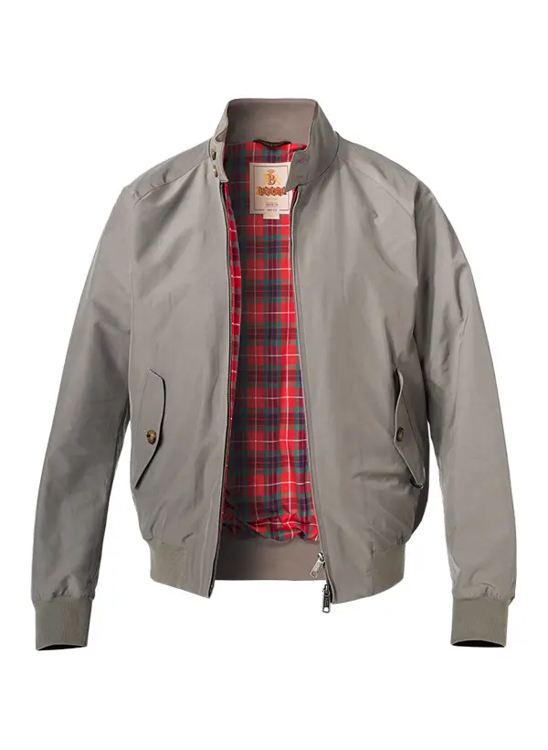 Baracuta Herren Blouson grau Baumwolle unifarben Schleife 6100/60250/370